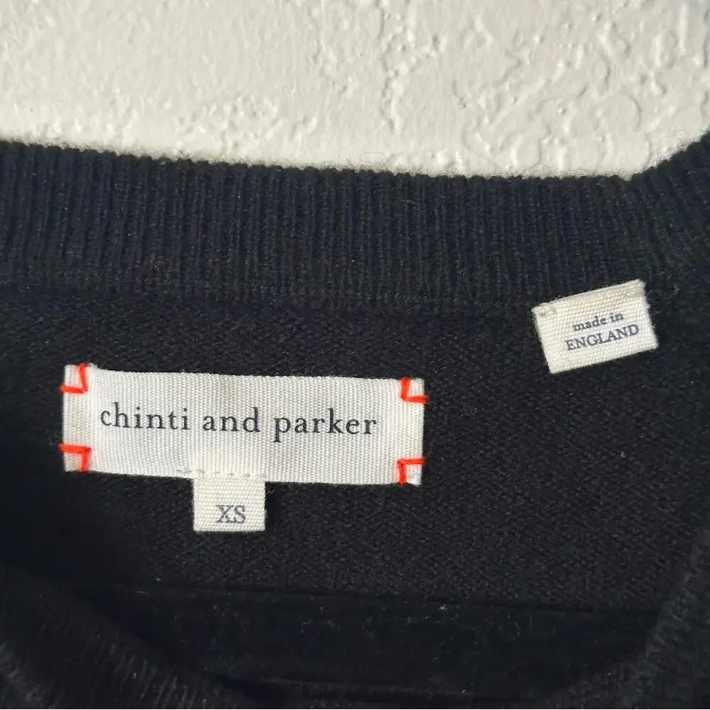 chinti and parker Cashmere Star Sweater Black size XS White Stars Slouchy